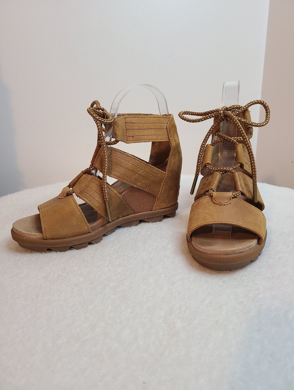 SOREL Joanie II Lace-up Leather Wedge Sandals Size 6.5